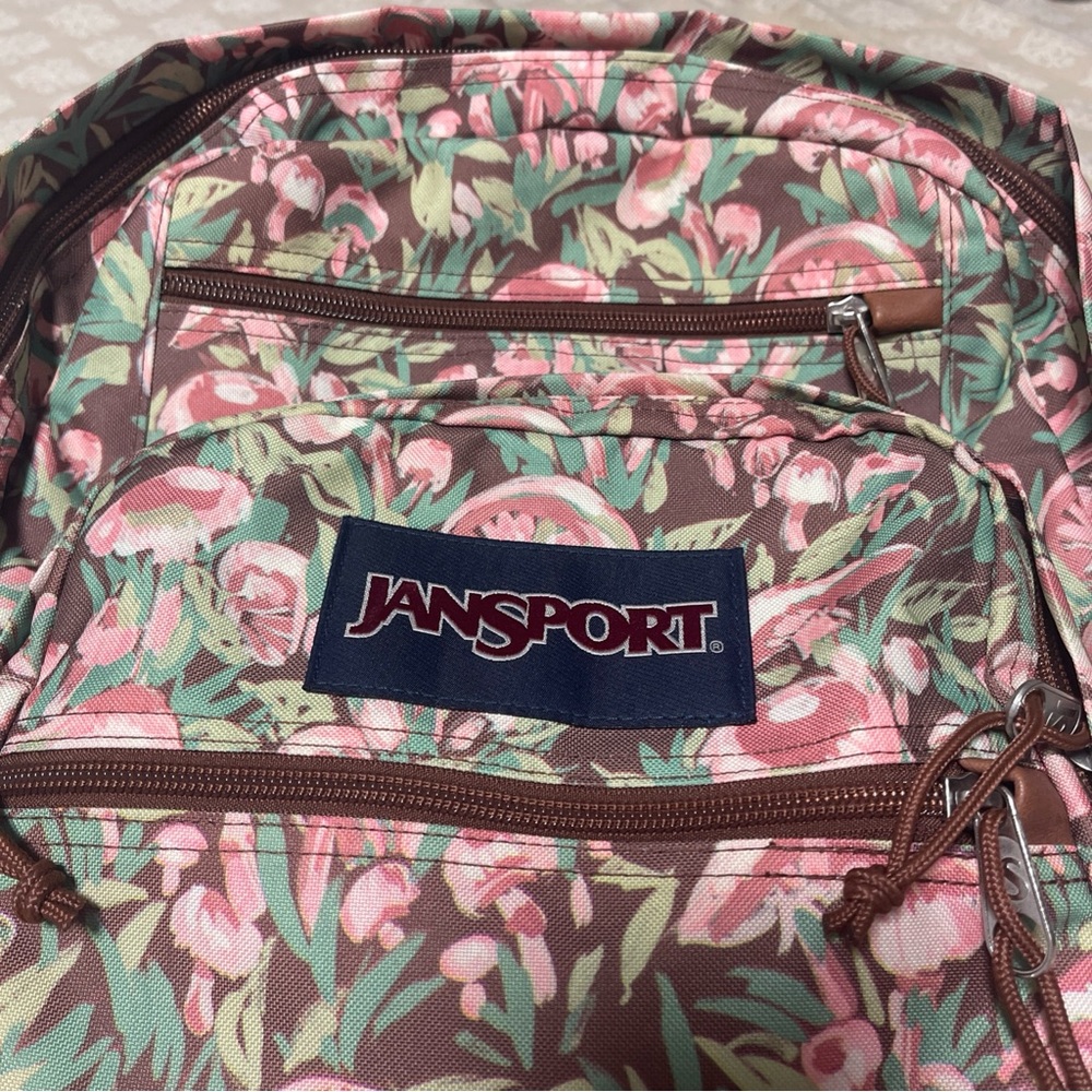Jansport Pink and Green Floral Backpack